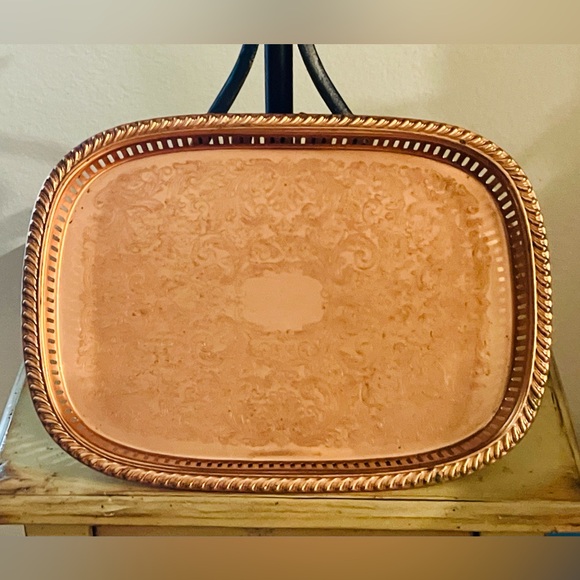 Vintage Copper Embossed Serving Tray - Picture 1 of 8